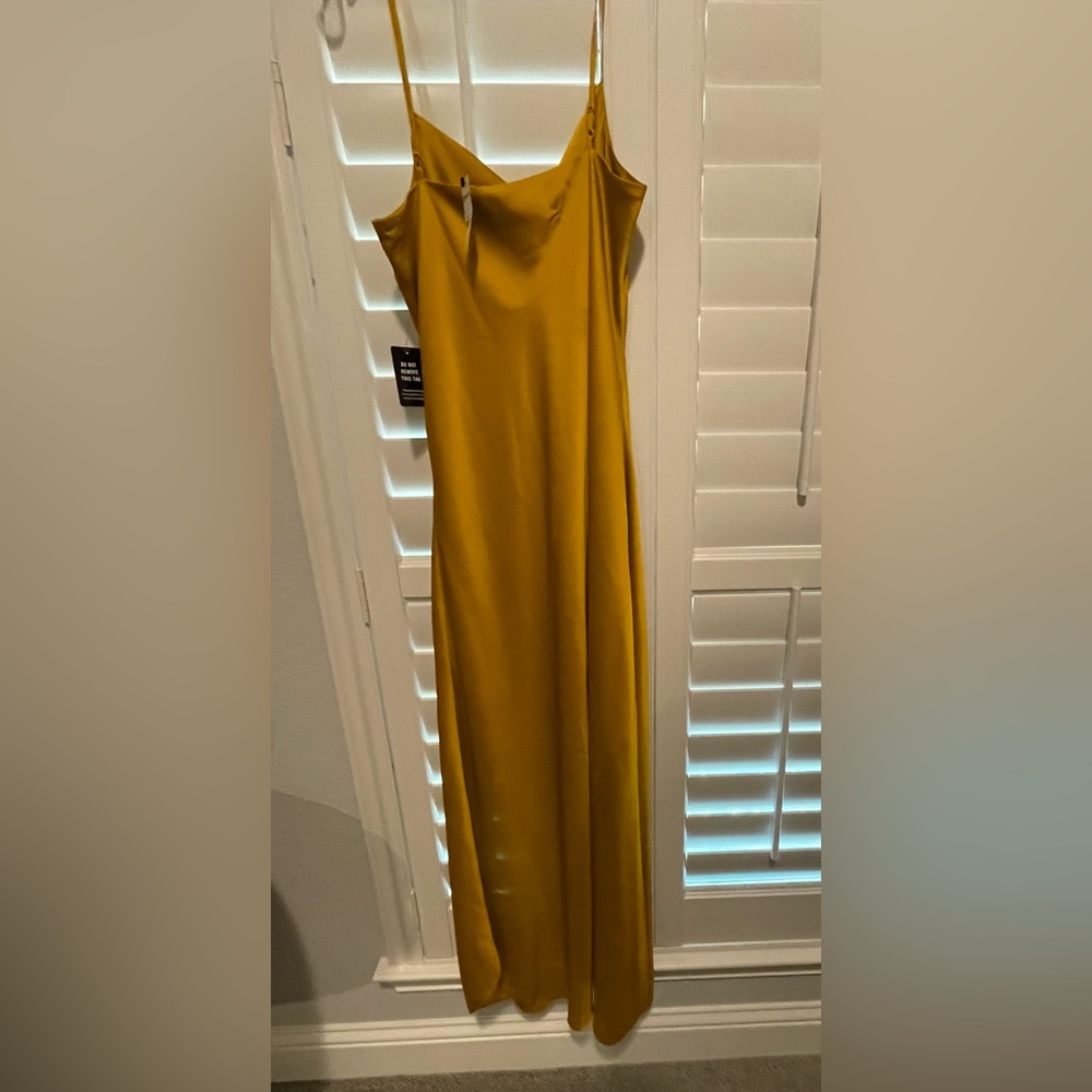 Express Gold Cowl Neck Slip Maxi Dress